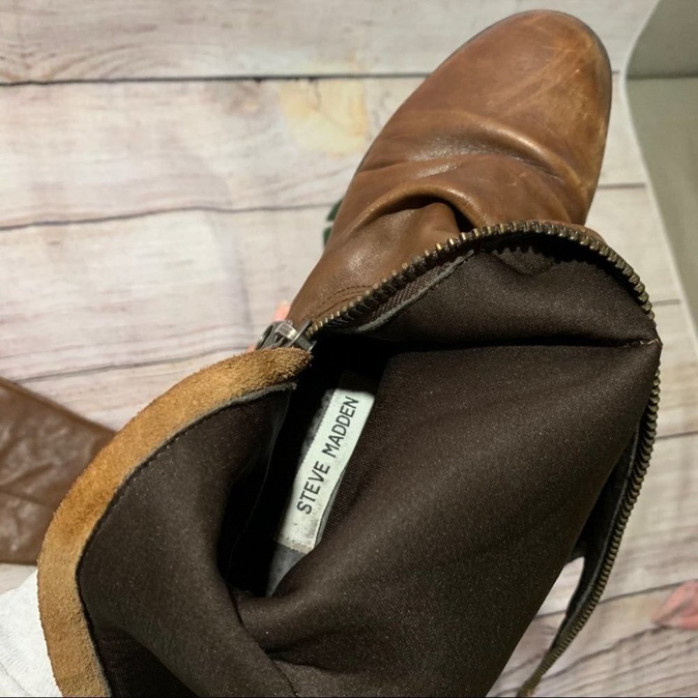 Steve Madden Saviorr Brown Leather Riding Boots - Picture 6 of 7